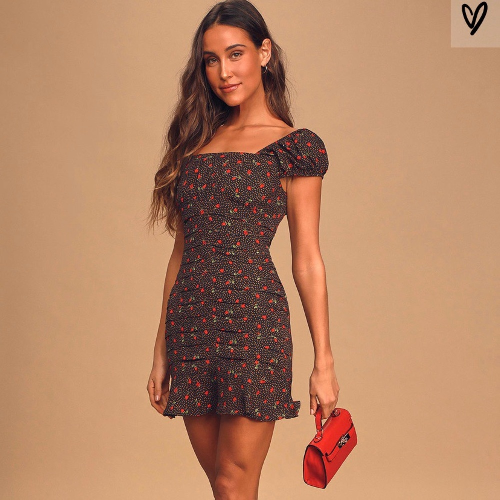 Beautiful black floral mini dress